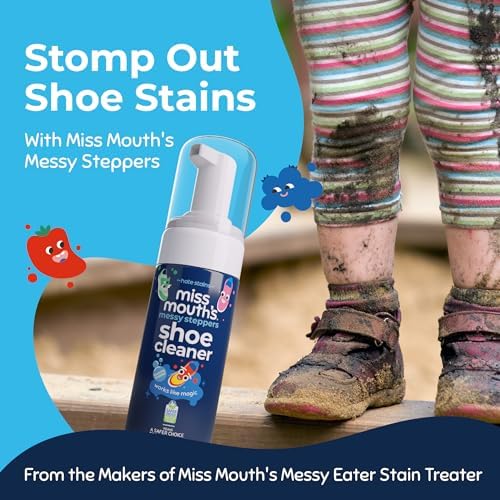 Messy Steppers Complete Shoe Care Kit, Foam Cleaner, Brush & 30 Wipes | Includes 4 Oz Foaming Sneaker Cleaner, Shoe Brush & 30 Cleaning Wipes; For Rubber, Canvas & Leather; Removes Dirt, Grass & Sc
