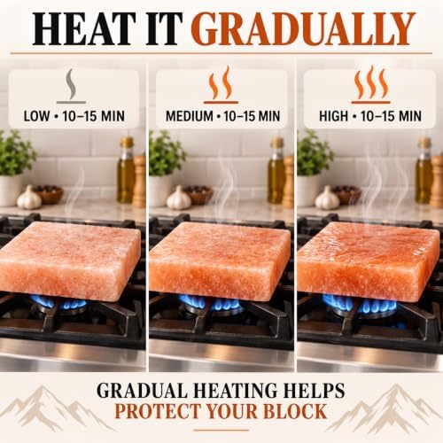UMAID Himalayan Salt Block Cooking Plate 8x8x1.5 – Food Grade Pink Himalayan Salt Stone for Cooking, Salt Block for Grilling, Serving & Food Presentation – Includes Stainless Steel Tray & Recipe Booklet – Unique Gifts for Men & Women