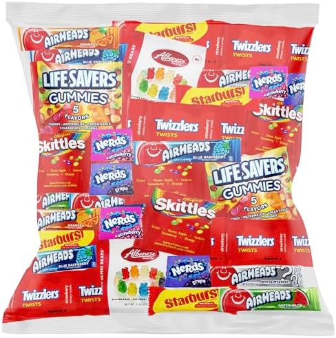 Halloween Bulk Assorted Fruit Candy - Starburst, Skittles, Gummy Life Savers, Air Heads, Sour Punch, Haribo Gold-Bears, Gummy Bears & Twizzlers (32 Oz Variety Pack)