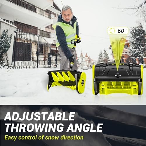 Litekon 40V Brushless Cordless Snow Shovel, 13-Inch Electric Snow Blower with 2X 4.0Ah Batteries & Charger, Battery-Powered Snow Removal with 25FT Throw Distance for Patio, Deck, Driveway,Green