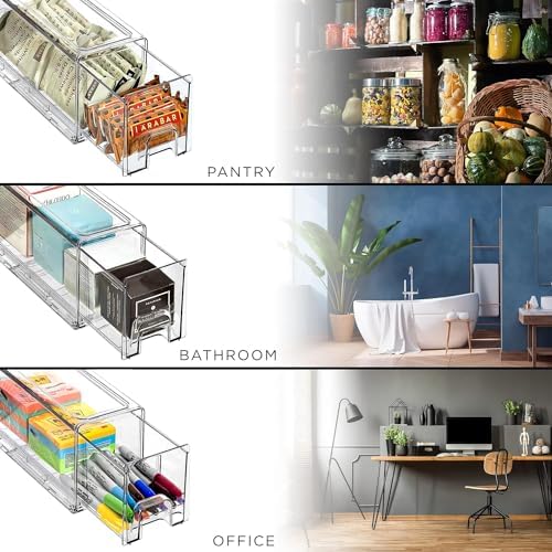 Sorbus Clear Stackable Storage Drawers with Pull-Out Bins (Small, 6 Pack)