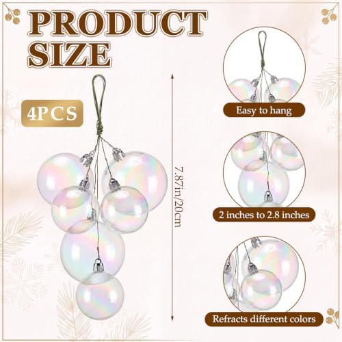Roowest 4 Sets Large Iridescent Christmas Ball Clusters Ornaments Decor
