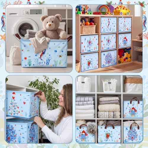 CHENGU 6 Pack Christmas Storage Bins Collapsible Coastal Christmas Baskets