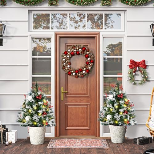 HOMCOM Artificial Christmas Tree Prelit Cordless 2 Pieces 2.5 ft Green