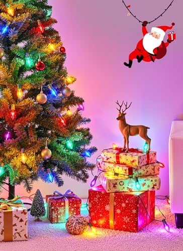 Vintage C9 Christmas Lights Outdoor, 50Ft 50 LED Multicolor String Lights
