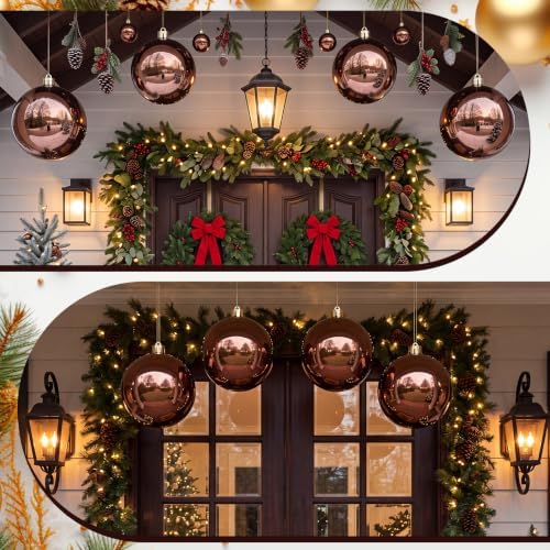Threan 8 Inch Large Chocolate Brown Shiny Christmas Ball Ornaments