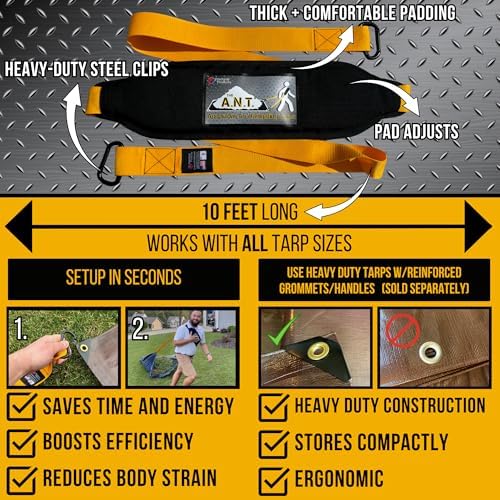 THE A.N.T. Tarp Tool - Heavy Duty Tarp Strap for Leaf and Yard Waste Compatible with Leaf Collector, Garden Tarps, Blower, Vacuum, Mulcher, Sweeper
