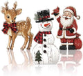 Barydat 3 Pcs Christmas Table Decoration Wooden Snowman Santa Reindeer Sign