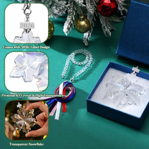 Roowest 10 Sets Christmas Crystal Snowflake Ornaments Glass, Novel Style