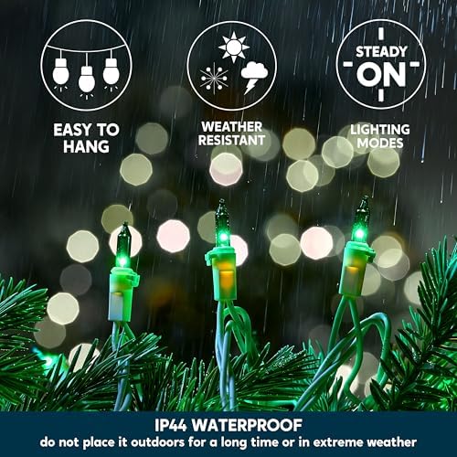 Joiedomi Christmas String Lights Indoor,100 Count Mini Green Light,21.4 FT Lighting Decor for Patio Dorm Classroom Bedroom Holiday Wedding Party Garland Birthday Festival,White Wire