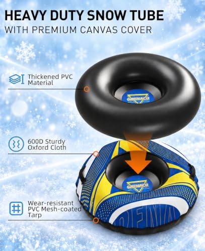 Snow Sled for Kids and Adults, Heavy Duty Snow Tubes for Sledding
