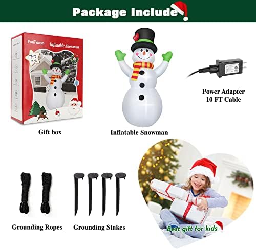 FunFanso 7 FT Christmas Inflatables Snowman Outdoor Decorations, Giant Blow up Snow Man Yard Decor Built-in Bright LED Light Wear Magic Hat, Weatherproof Holiday for Garden Patio Lawn Party Xmas Gifts