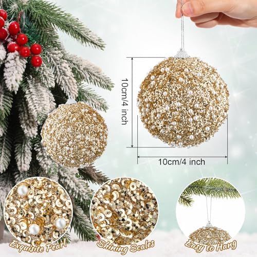 Lyrow 24 Pcs 4" Christmas Ball, Champagne Gold,Rose Gold