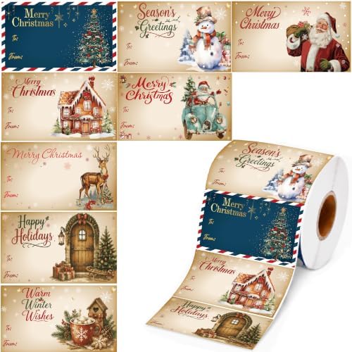 Christmas Gift Tags - 500 PCS Gift Tags Stickers for Christmas Presents