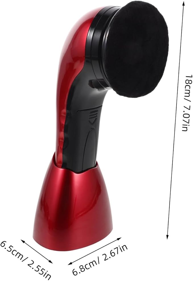 Electric Shoe Polishing Brush Set Replacement Heads with Dual Power | Fiber, Sponge, Plastic Components, Dust Removal and Deep Cleansing, for Office or Travel Use, 710 Red Version