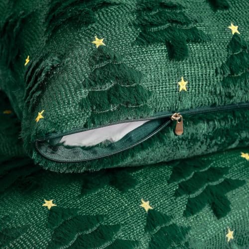 Softalker Christmas Pillow Covers 18x18 Set of 2, Green Xmas Tree Decor