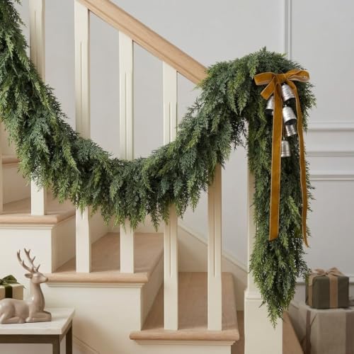 6FT 1Pcs Christmas Cedar Garland with Lights Realistic Faux Pine Garlands