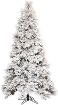 Vickerman 10' x 63" Flocked Atka Pine Slim Artificial Prelit Christmas Tree, Warm White Wide Angle Low Voltage 3mm LED Lights, Snow Covered Faux Tree - Seasonal Indoor Home Decor