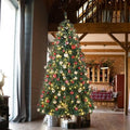 9zH&K 10FT Pre-Lit 1200 LED Lights 10 Modes Color Changing Christmas Pine Tree, 5090 Branches Artificial Festive Party Holiday Fake Multicolored Xmas Tree for Home, Office, Includes Stand