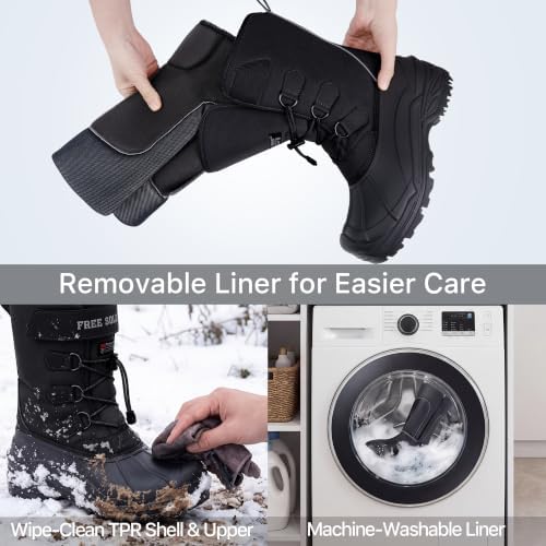 FREE SOLDIER Men's Waterproof Winter Removable Liner Insulated Outdoor Tactical Snow Boots