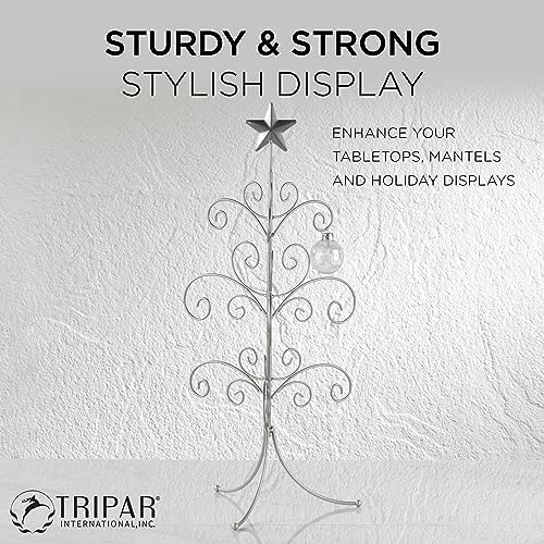 Tripar Decorative Tree Ornament & Jewelry Display, Silver Finish (22-Inch Height) - Decorative Metal Wire Stand - 3 Tiers of Branches, Perfect for Wrought Iron Trees - Perfect Holiday Gift