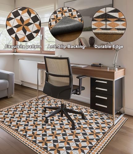chakme Office Chair Mat for Hardwood Floor, 60"x45" Easy Glide Computer Desk Mat Protector for Rolling Chair Under Desk Rug Nonslip Backing, Machine Wash, (Plaid)