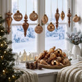 Syhood 18 Pcs Brown Christmas Mercury Glass Balls Ornaments, 11 Styles