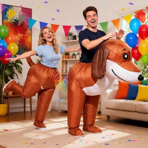 Two-Person Couples Inflatable Dachshund Dog Costume for Adults