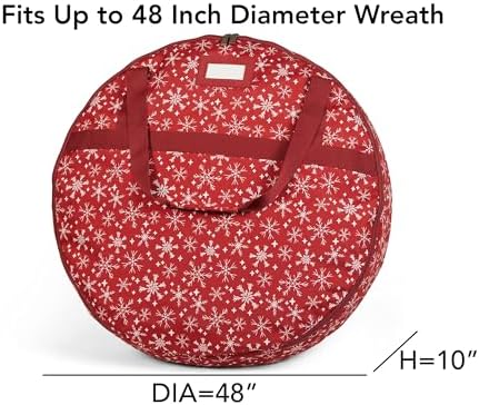 Covermates Standard Wreath Storage Bag with Pouch, 48" Diameter, Red Snow