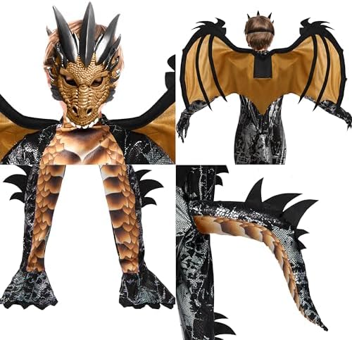 Spooktacular Creations Halloween Kid Dragon Costume, Boys Dragon Wings, Tail and Mask Set for Halloween Dress Up