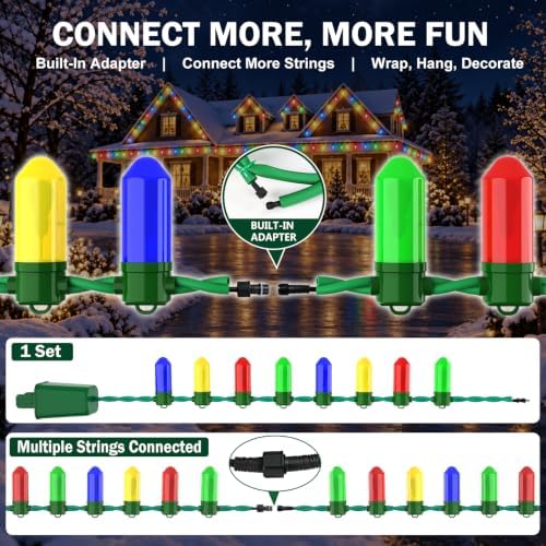 DIY Jumbo Christmas String Lights, 13.5FT 8 Giant Bulbs, Multicolor