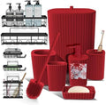 Clara Clark Bathroom Set - Christmas Bathroom Accessories Set, 11PC Bathroom Accessory Set, Christmas Bathroom Sets with Adhesive Corner Shower Caddy Hanging, Toilet Brush, Trash Can & Soap Dispenser