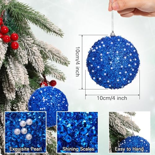 Lyrow 24 Pcs 4" Christmas Ball, Blue
