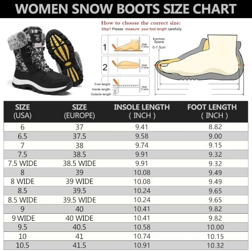 EARLDE Women's Snow Boots Waterproof Mid-Calf Winter Boots