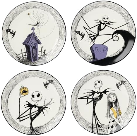 Lenox Nightmare Before Christmas Halloween Accent Plates, Appetizer Set