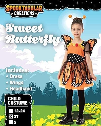 Spooktacular Creations Child Girls Butterfly Costume, Toddlers Butterfly Outfit w/Wings Headband for Kids Halloween Parties