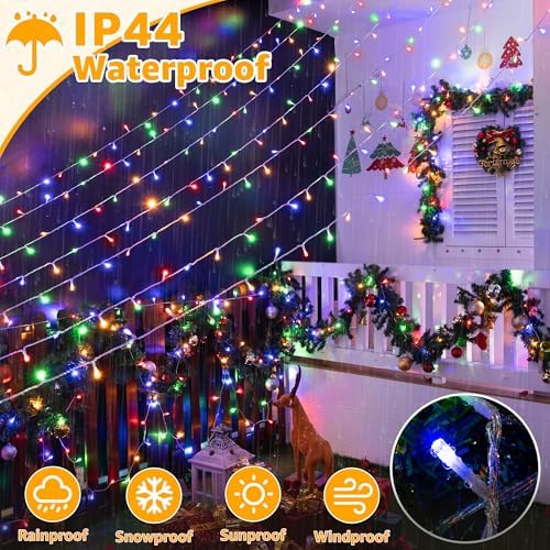 Ollny Christmas Lights Outdoor 800LED 262FT, Multicolor Plug in Fairy Light