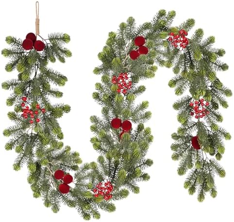 6FT Christmas Garland for Indoor Outdoor Table Fireplace Xmas Decorations