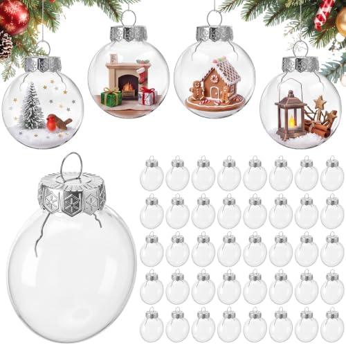 Wettarn 50 Pcs 2.36" Clear Plastic Disc Ornaments
