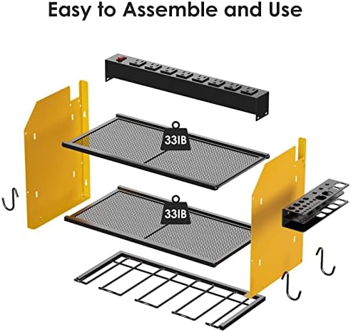 CCCEI Wall Mount Modular Tool Charging Organizer, Yellow, 1 Pack, 3 Tier.