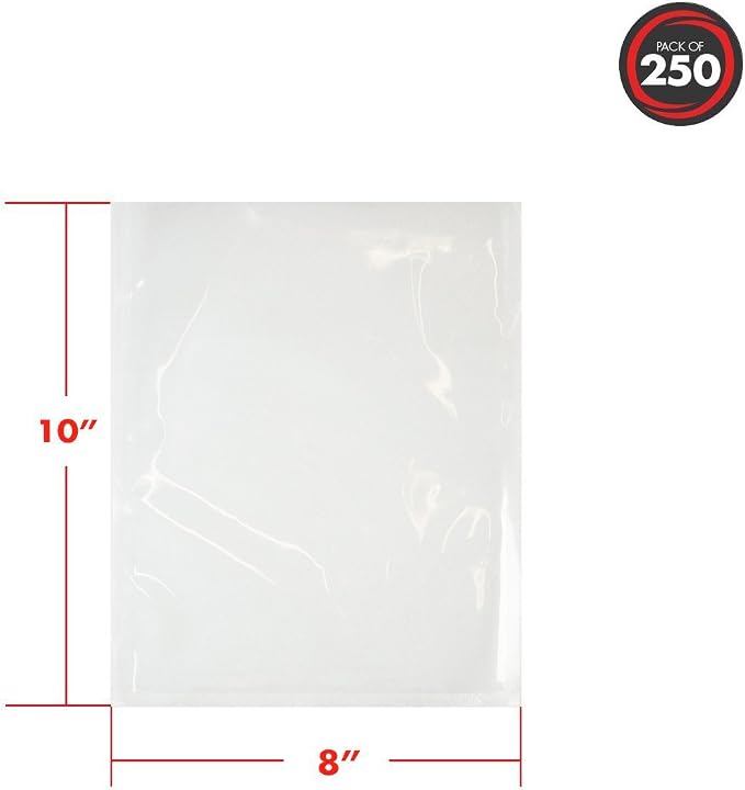 UltraSource - Chamber Machine Pouches 3 Mil Thickness, 8" x 10", Pack of 250 Vacuum Chamber Pouches, BPA-Free Pre-Cut Chamber Vacuum Sealer Bags with tear notch