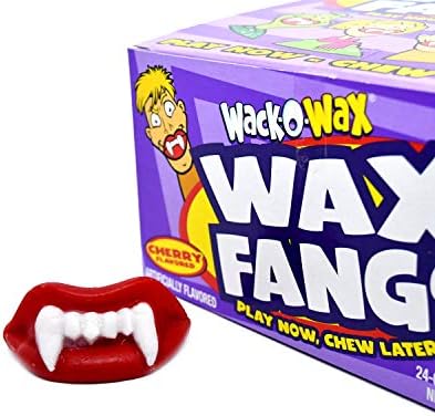 Wack-O-Wax Fangs Cherry Candy Halloween Toy, 24 Count Box