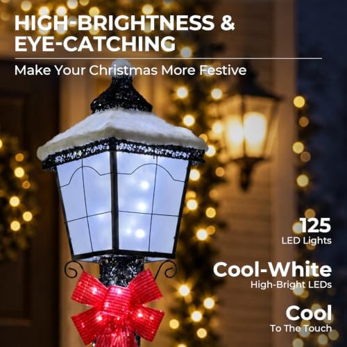 60 Inch 3D Lamp Post Lighted Outdoor Christmas Decoration Black