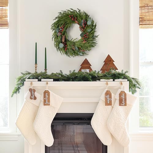 Christmas Decorations, 22 Inch Norfolk Pine Wreath with Pine Cones, Berries