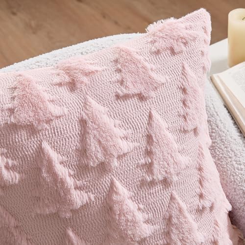MIULEE Christmas Throw Pillow Covers Pink Set of 2 16x16