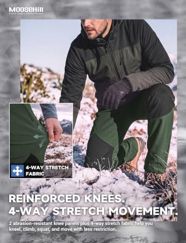 Moosehill Mens Fleece-Lined Snow Pants: Extended Leg Zippers