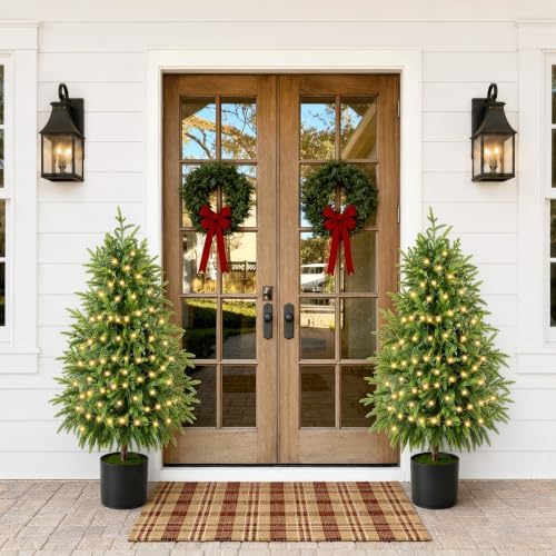 Christmas Decorations - 2 Pack Pre-Lit 3FT Artificial Norfolk
