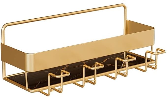 Toothbrush Rack Nordic Light Luxury Wall-Mounted Metal Toothbrush Holder Multifunctional Bathroom Storage Rack with Mouthwash Cup Bathroom Toothbrush Holder(C)