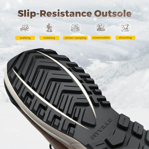 FitVille Wide Winter Boots for Men Warm Fur Lined Snow Boots