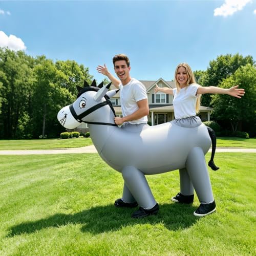 2 Person Donkey Inflatable Costume for Adults Halloween Ride On Outfit